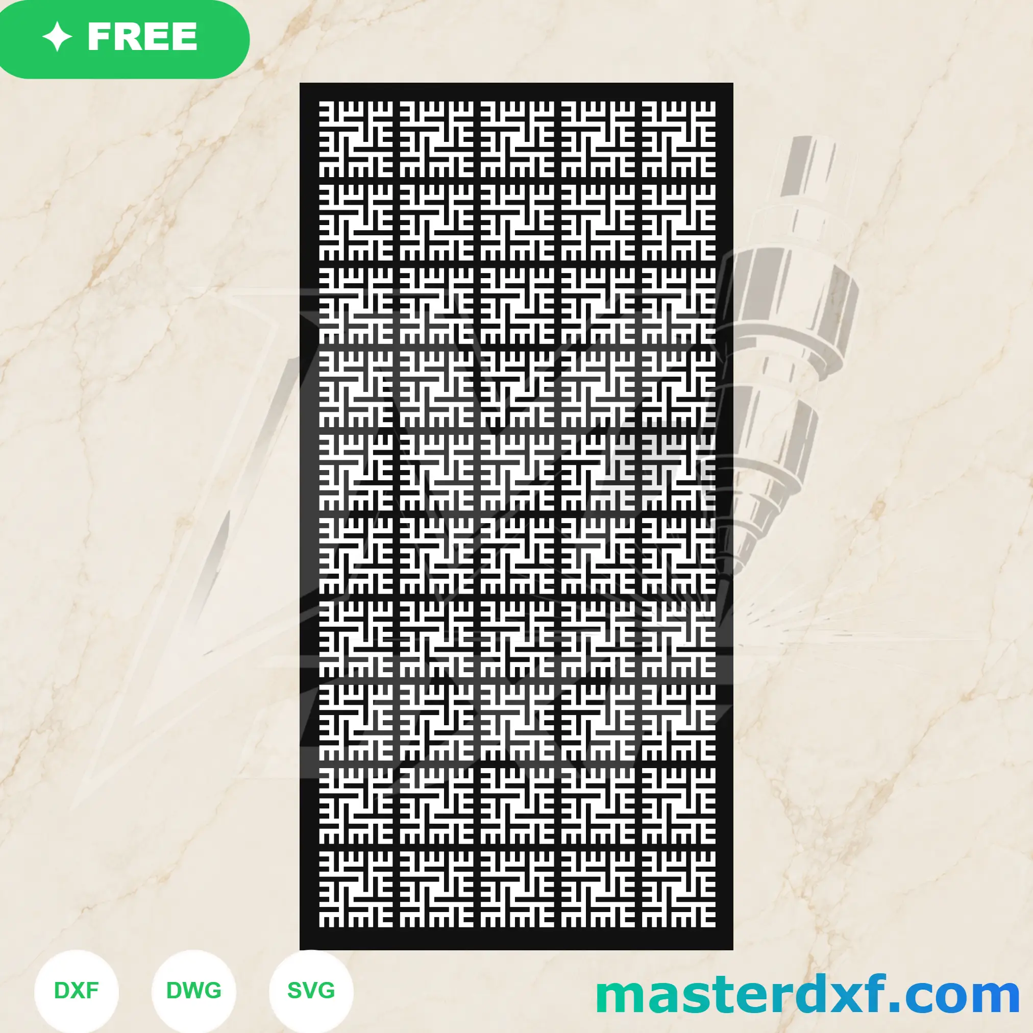 Woven Key Fret DXF Lattice for Modern Door Panels DXF File